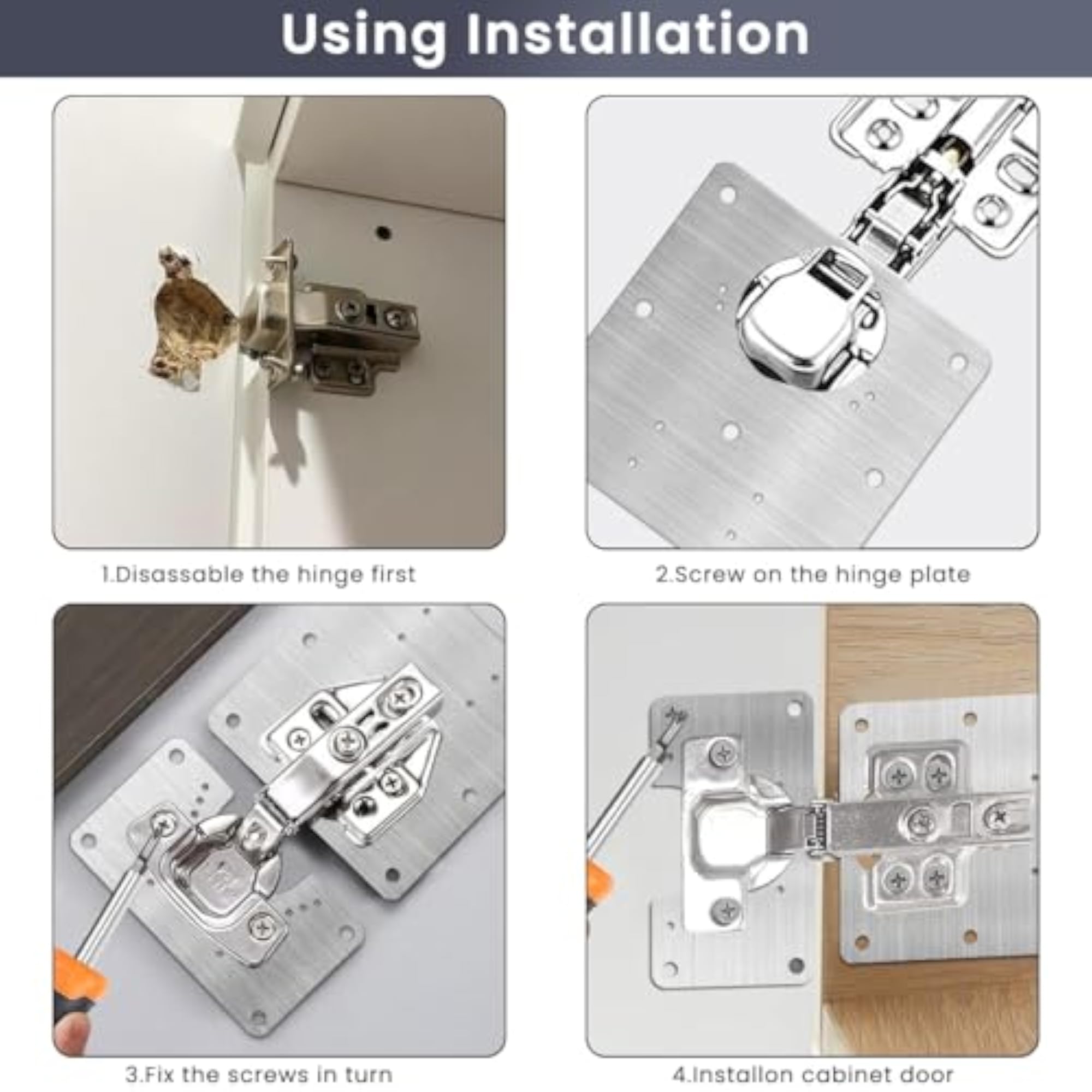 Stainless Steel Cabinet Hinges Repair Plate Kit