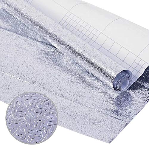 HANSHAN Cajón Resistente Entrepaños de cocina del papel pintado impermeable a prueba de aceite de alta temperatura del papel de aluminio papel autoadhesivo Gabinete de aluminio etiqueta engomada DIY d
