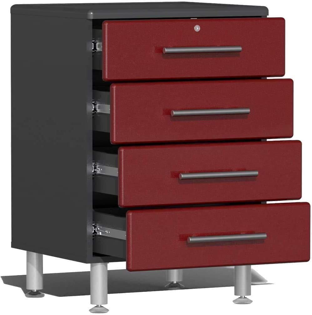 Ulti-Mate UG25082R 8-Piece Workstation Kit with Bamboo Worktops in Ruby Red Metallic