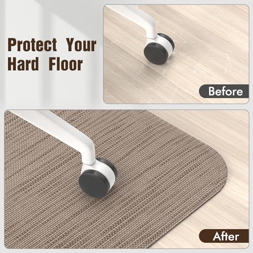 Image of Blvornl Office Chair Mat for Hardwood Floor and Low Pile Carpet, 47.2 inchx 60 inch Desk Chair Mat for Hard Wood, Anti-Slip Hard Floor Protector Rolling Chair Mat, PVC Mat Desk Rug for Home, Dark Brown