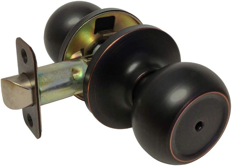 eBuilderDirect 5 PC Dark Oil Rubbed Bronze Privacy Bedroom Bathroom Lock Door Round Knob Handle (Bed and Bath) 5765DBR