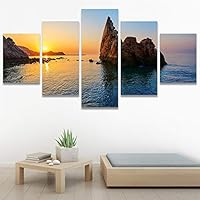 SIGNWIN 5 Panel Canvas Wall Art Modern Art Beach Coastal Expressive Global Multicolor Photography for Home Decorations Ready to Hang - 60
