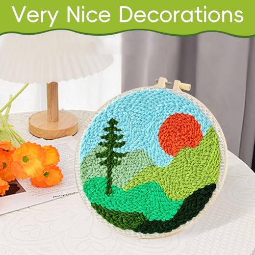 Image of PATPAT Silicone DIY Punch Needle Art Kit Beginners DIY Starry Night Punch Needle Art with Embroidery Needles,Tutorial,20x20cm Embroidery Hoop, Assorted