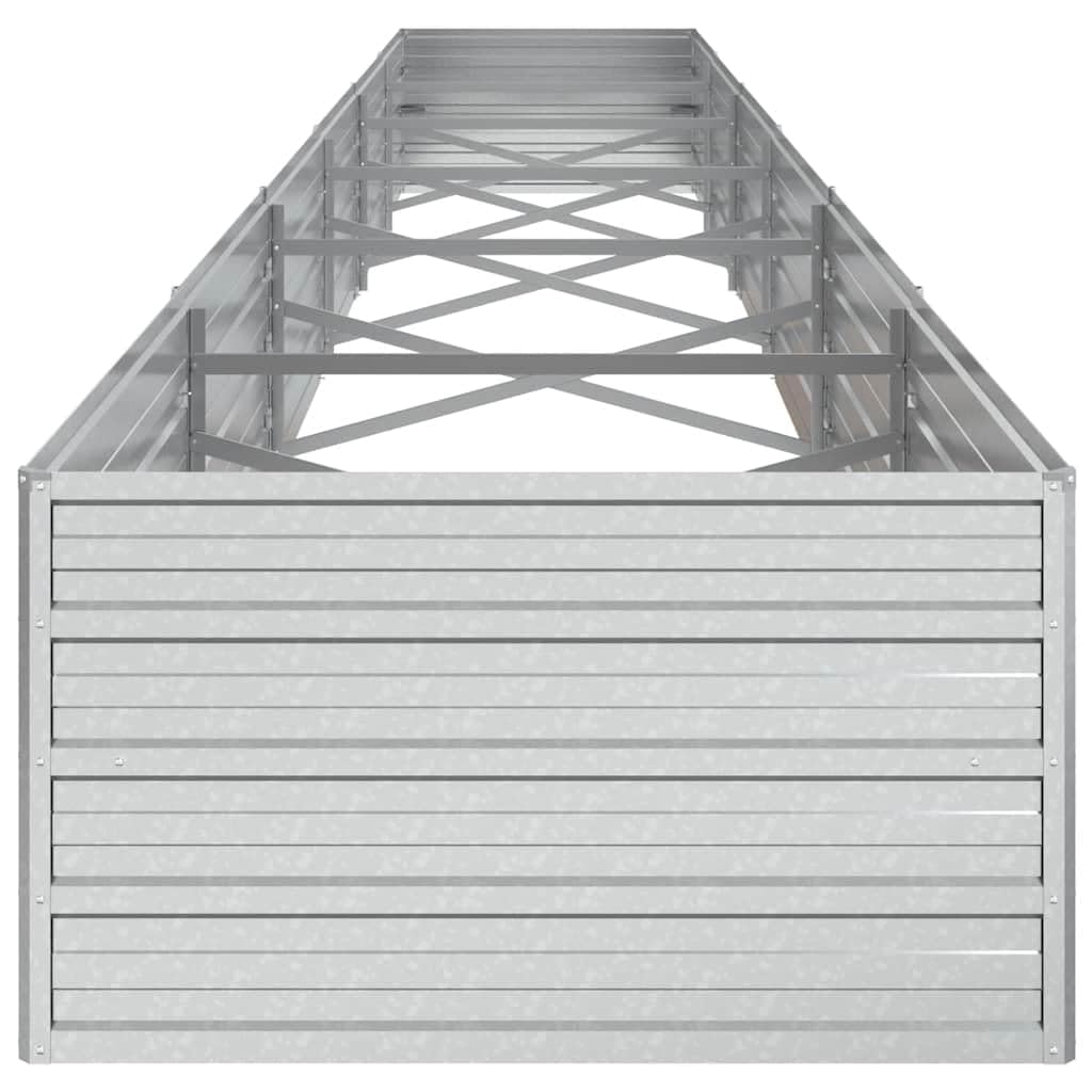 Letto rialzato da giardino 600x80x45 cm Acciaio Zincato Argento | Ampio spazio per piante da orto, terreno aperto, resistente all'acqua, uso esterno