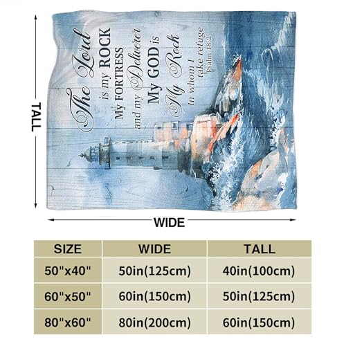 Christian Nautical Blanket for Girl Women Lighthouse Scripture Bible Verse Throw Blanket Soft Cozy Warm Fuzzy Fleece Ocean Theme Decor… – Ansicht 6