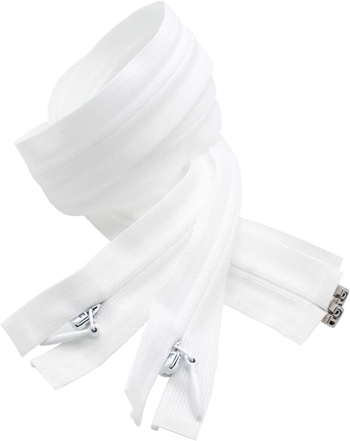 Invisible Light Weight White Separating YKK Zippers for Clothes, Crafts & Sewing Projects - Color: White - Choose Your Length - Made in The United States (2 Zippers Per Pack) (12" Inches)