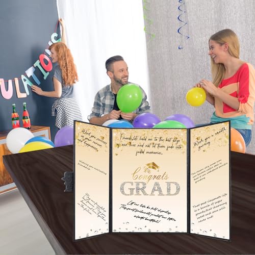 Image of Crenics Black and Gold Graduation Decorations Class of 2026, Creative Graduation Guest Sign in Book Alternative, Congrats Grad Signature Book 18 inch x 12 inch, Awesome Graduation Gift or Keepsake