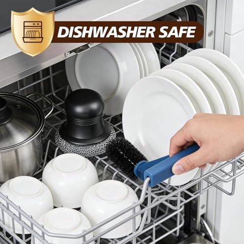 Image of 316 Upgraded Cast Iron Scrubber with Pan Scraper,Cast Iron Cleaner for Grill Pan Skillet Wok Carbon Steel,Ergonomic to Hold Easy to Use Dishwasher Safe ((Small Chainmail,2pcs))