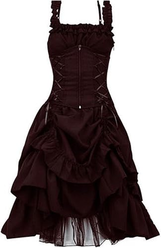 Vestidos negros para Halloween, vestido gótico de graduación, tirantes irregulares, con corsé, vestidos de encaje, otoño 2023, S-5XL