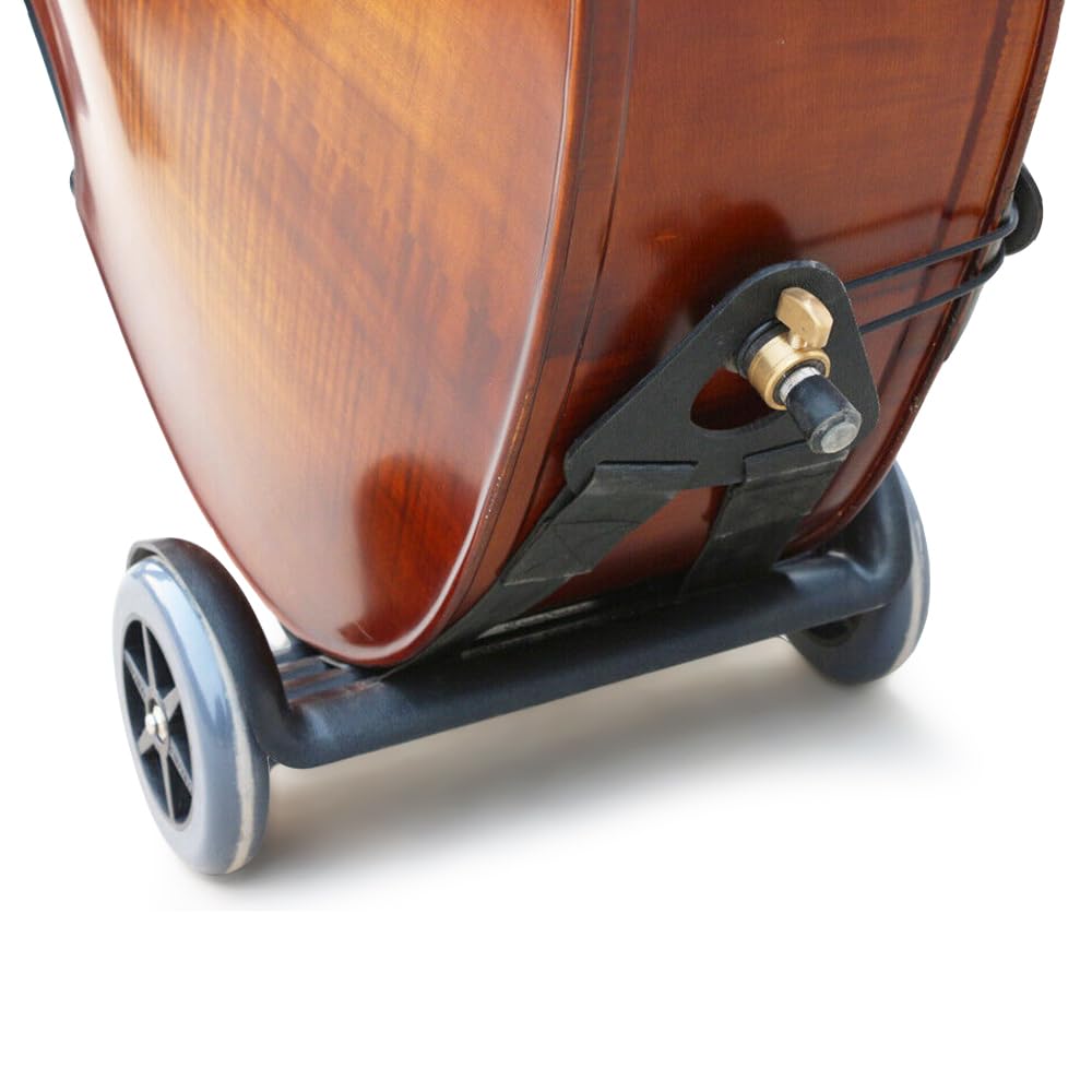 WUQIMUSC Carrello verticale per contrabbasso con ruote resistenti e cinghia regolabile, strumenti per bassi, dimensioni da 1/10 a 4/4, facile da trasportare