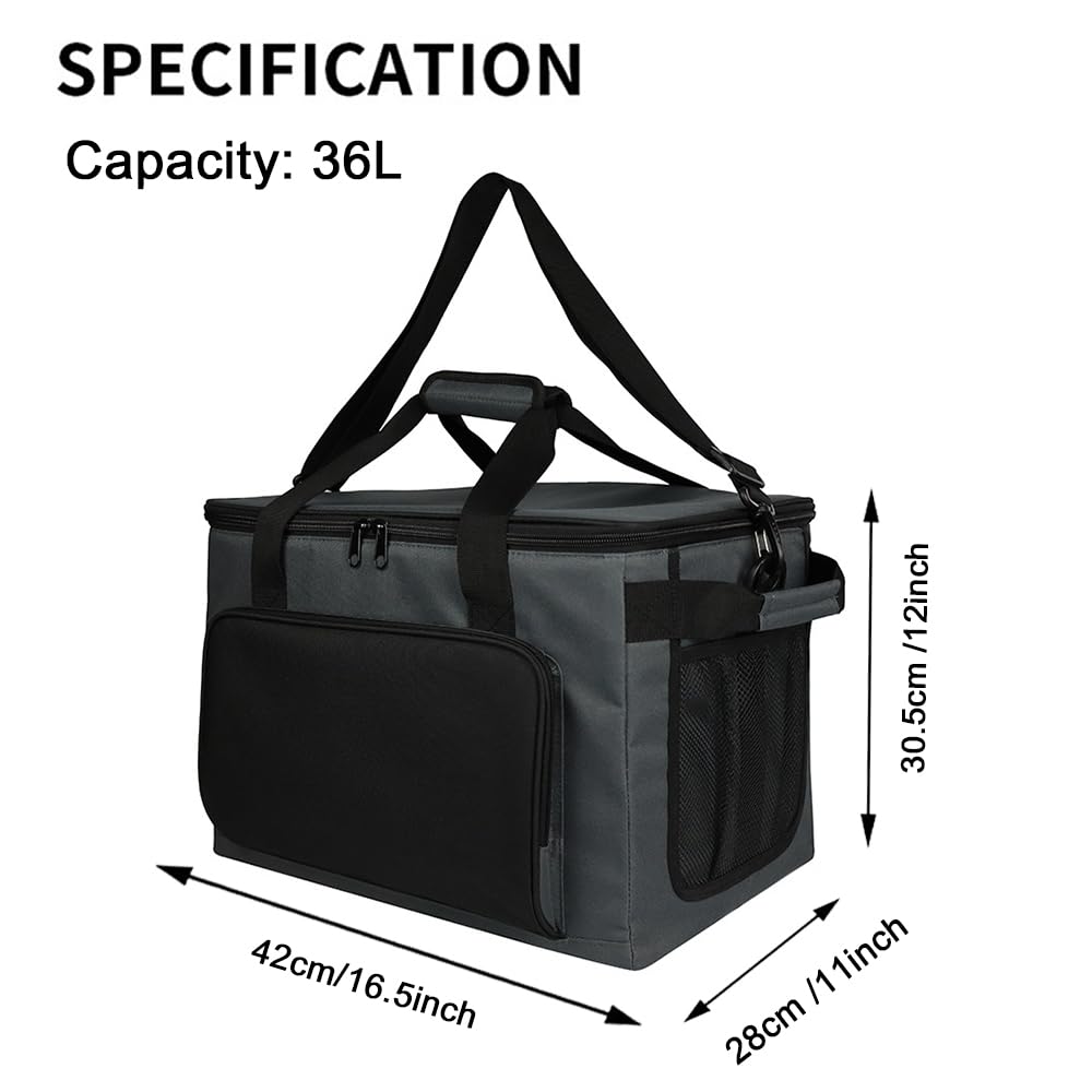 Bolsa térmica grande y plegable, bolsa térmica reutilizable de 36 litros, bolsa de picnic al aire libre, con aislamiento frío y caliente, bolsas frías para almuerzo, picnic, camping, playa, barbacoa