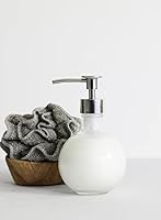 Vista 2 de Rail19 Moon Round - Dispensador de jabón de vidrio reciclado con bomba de metal, 8.5 onzas (Chrome Luxe)