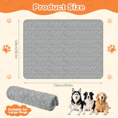 Omtofo wasserdichte HundedeckeHunde(150×128cm), Hundedecke für Unterwegs, Flauschig und Weich Hundedecken, Waschbar Schutzdecke für Sofa, wasserdichte Decke für Grosse Hunde und Mittelgroße Hunde