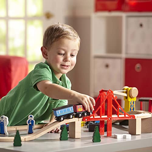 Melissa & Doug 96044 Wooden Railway Set, 130 Pieces - Wooden Train Set thumb #6