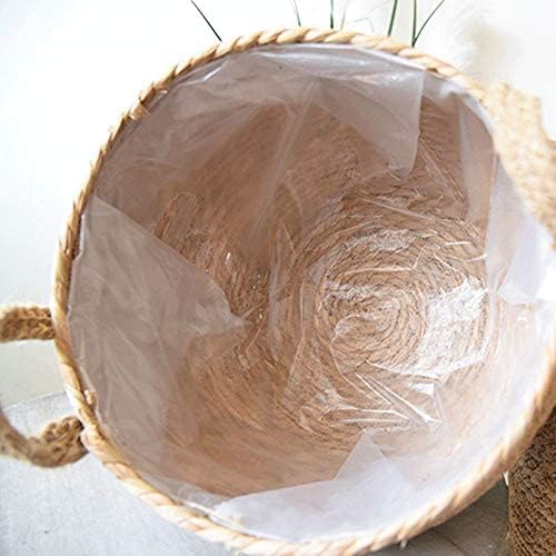 LSFYYDS Diameter of 35cm Seagrass Planter Basket, Natural Plant Pots Containers, Hand Woven Plant Pot Cover with Leak-Proof Plastic Lining for Indoor Outdoor Garden Balcony Home Decoration