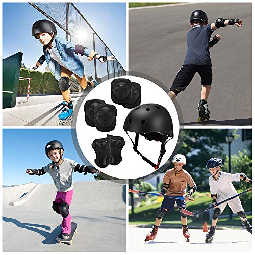 image for Lixada Kids Helmet 7 in 1 and Pads Set Adjustable Kids Knee Pads Elbow