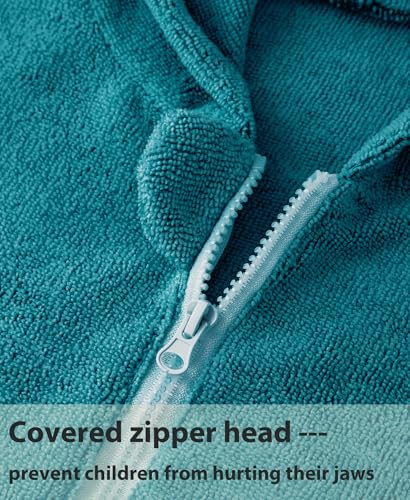Image of MissShorthair Hooded Towel Robe for Kid, Zipper Beach Cover Up, Swim Changing Robe for Boy, Girls Bath Towelling Poncho