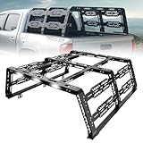 Binary Star Overland Truck Bed Rack for Mid-Size Trucks Compatible for Tacoma/Canyon/Colorado/Ranger/Frontier Without Tonneau Bed Cover. Universal Bed Rack Truck Bed Racks with 3 LED Lights.