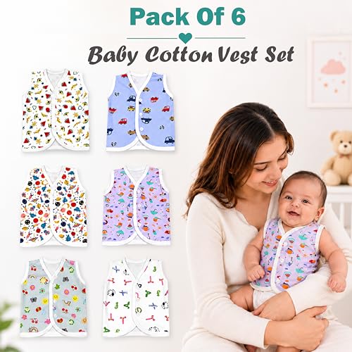 Image of Fareto New Born Baby Clothing Set Front Open Half 6 Shirts | 6 Tying Nappies | 6 Tying Caps | Infant Cloths (0-3 Months) (Pack Of 18)