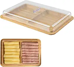 Porta frios duplo de Bambu com tampa Linha Sense