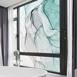 J4U Marble Decorative Window Film Privacy No Glue Glass Sticker Static Window Cling Frosted Window Decals for Home/Office 19.7