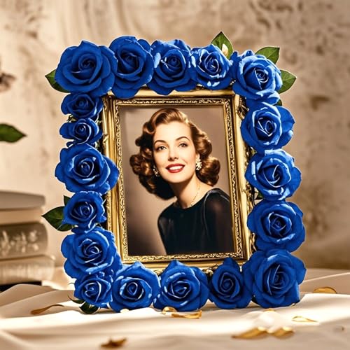 Kesote 50 pcs Artificial Flower Fake Flower Bouquet Real Touch Rose Plants, Artificial Flower Rose Head,For Wedding Party Birthday Home Garden Decoration,Royal Blue - Image 4