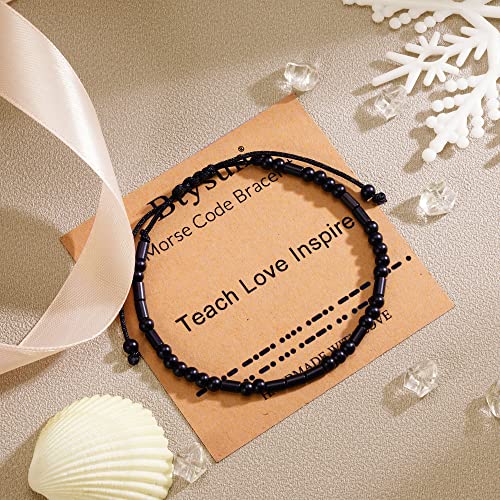 Morse Code Bracelets for Women Inspirational Gifts for Her Adjustable Black Adjustable Braided Men Bracelets Motivational Best Friend Birthday Gifts for Sister Daughter Mom Dad Christmas Jewelry…