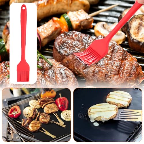 BNGXR 5 Set 60x40cm Grillmatte für Gasgrill, BBQ Grillmatten, Antihaft Grillmatten aus Teflon, leicht zu Reinigen und Wiederverwendbar, Hitzebeständig mit 2 Pinsel für Gasgrill, Holzkohlegrill