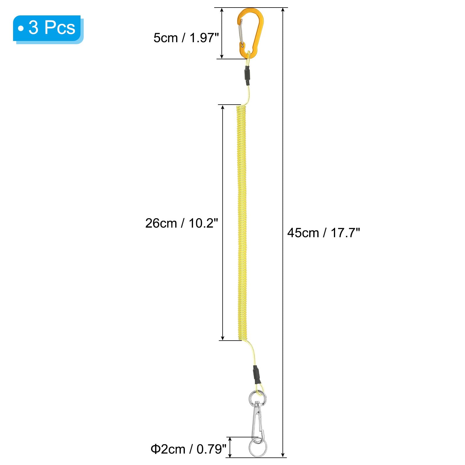 PATIKIL 3pcs Retractable Spring Coil Straps - Image 2