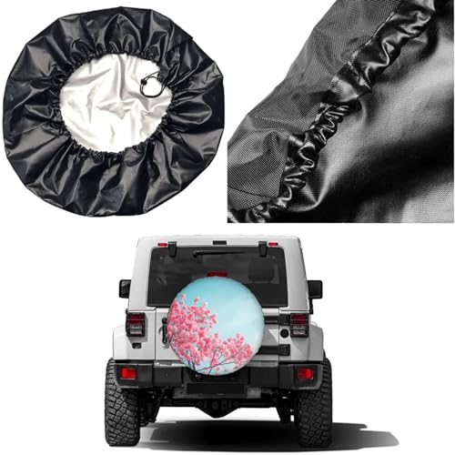 Image of Dujiea Beautiful Cherry Blossom Spare Tire Cover, Universal Wheel Tire Cover Waterproof Dust-Proof Tire Protectors for Trailer Rv SUV Truck Camper and Many Vehicle 14 15 16 17 Inch
