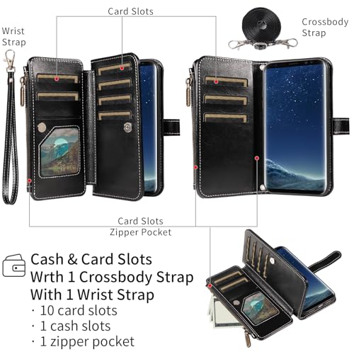 Coque Samsung S8 Plus portefeuille protection écran lanière S8+ - 3