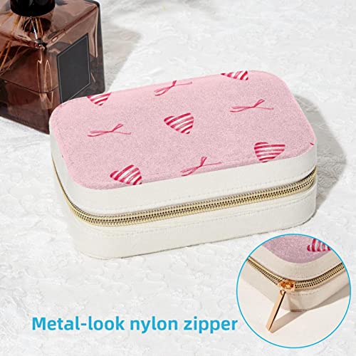 Boîte de rangement bijoux cœur rose compacte avec compartiments boucles d'oreilles - 7