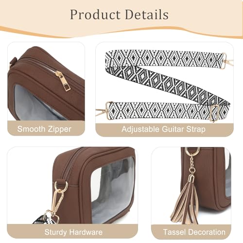Image of FAIME Clear Bag for Stadium Events, Clear Crossbody Purse for Women, Small Transpartent Bag for Concerts, Sport Events | Stadium Approved
