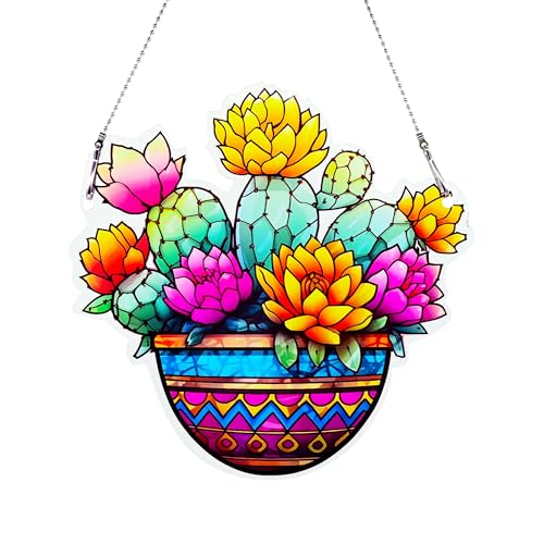 Cactus Ornaments Colorful Window Hanging Decorations Home Wall Decor for Bedroom Patio Indoor Outdoor