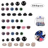 Jiahuade - Juego de 560 ojos de muñeca, ojos de peluche y osito de peluche, incluye 170 ojos de seguridad, 110 unidades con 280 arandelas para muñecas, peluches y manualidades