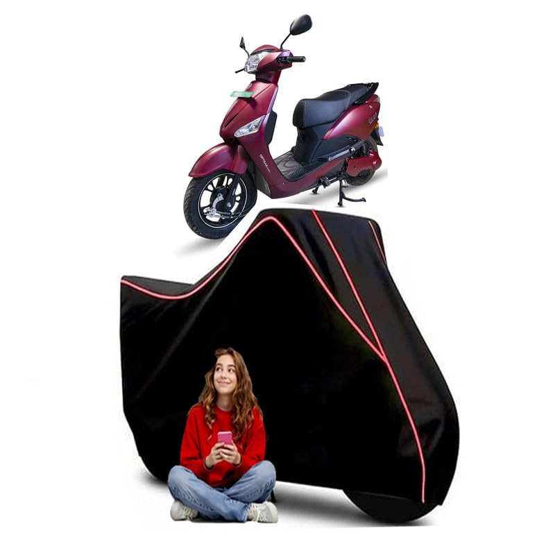 Image of Optima cx Scooty Bike Cover Water Resistant Outdoor Use Universal Fit Scooters Motorcycles Heavy Duty UV Protection Dust Rain Scratch Resistant Elastic Bottom Black Blue Piping