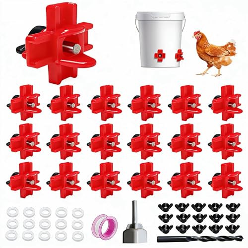 15 Pack Horizontal Chicken Waterer Nipples,Leakproof Chicken Nipple Water for Poultry Coop, Durable ABS Plastic & Stainless Steel, Water Saving Design,with Drill Bits