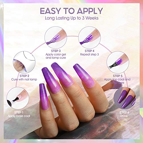 Coscelia UV Gel Nagellack Startset,4 Temperaturänderung Farbe UV Gel 7ml Thermo Gellack Set UV/LED Trocknung UV Gel… – Bild 6