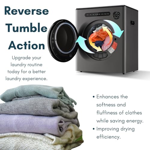 Image of Dessiz 11LBS Clothes Dryer with Exhaust Pipe and Electric Dryers with Stainless Steel Tub, Clothes Dryer Machine for Spaces, RVs and Apartments -Grey Quiet, Sturdy and Easy to Use