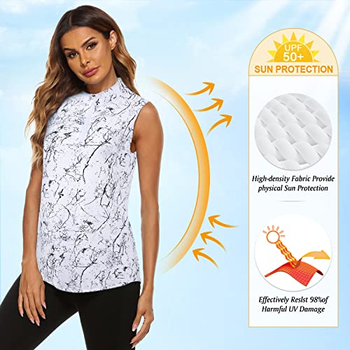 Image of Koscacy Women's Sleeveless Golf Tennis Polo Shirts Zip Up Dry Fit Workout Tank Tops Athletic Shirt