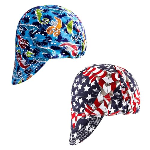 Image of 2 Pack Flame Retardant Welder Hats, Mesh Lined, Durable, For Welders, Electricians, Fits Most Welding Helmets