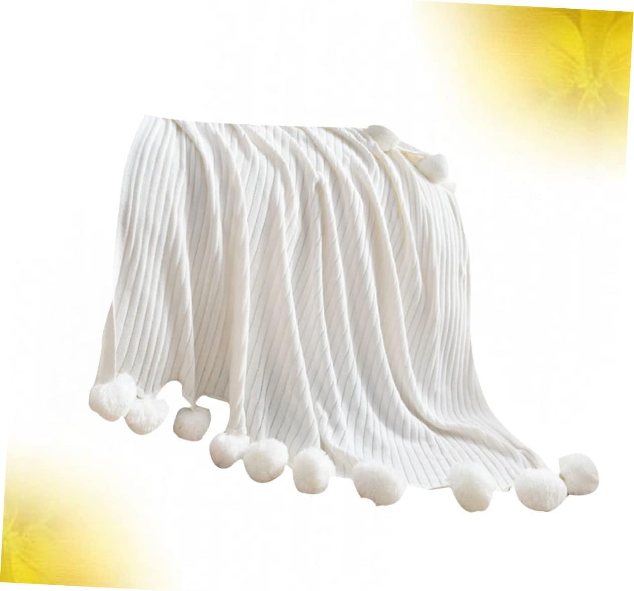Cabilock Cotton Blanket Hair Ball Design Soft Cozy Knitted Sleeping Blanket Breathable Cotton Bedding for Home Office