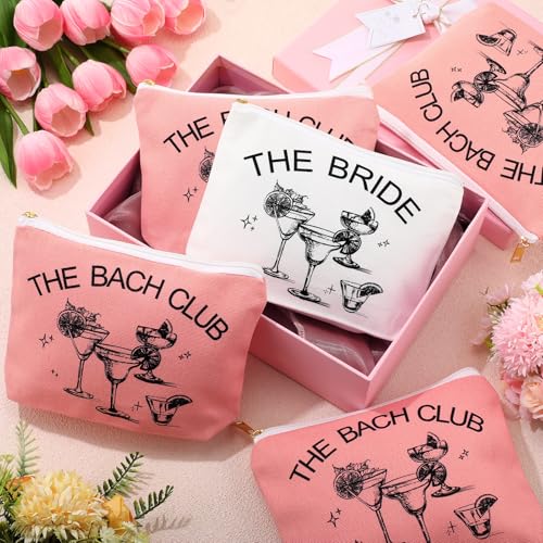 10 Pcs The Bach Club Martini Cosmetic Bags Bachelorette Bridesmaid Gift Bags for Wedding Bridal Bachelorette Martini Party Favor Decoration Toiletry Makeup Case Gifts(Pink)3
