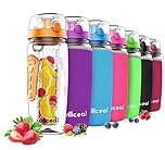 willceal Fruit Infuser Water Bottle 32oz Durable, Large - BPA Free Tritan,Flip Lid, Leak Proof Design - Sports, Camping (Orange)