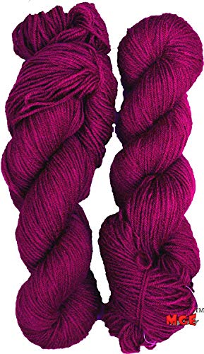 Image of M.G ENTERPRISE Brilon Dark Magenta (200 gm) Wool Hank Hand Knitting Wool /Art Craft Soft Fingering Crochet Hook Yarn, Needle Knitting Yarn Thread dye F E TD