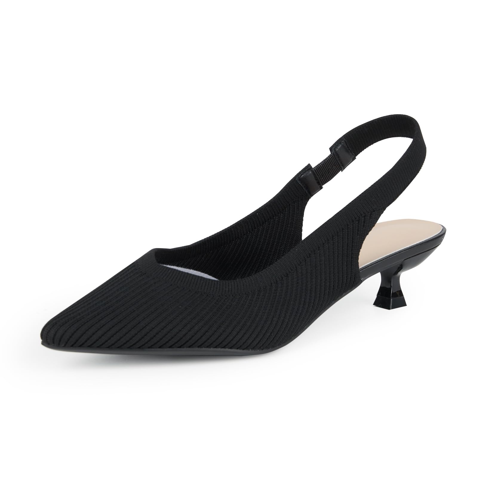YEOJOU Slingback Heels for Women Comfortable Knitted Pumps Closed Toe Pointed Toe Dress Shoes Work