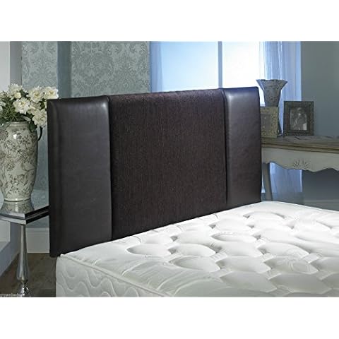 CROWNBEDSUK QUALITY OSLO FAUX LEATHER & CHENILLE HEADBOARD IN 2ft6,3ft,4ft,4ft6,5ft,6ft (4FT6 DOUBLE, Brown) Cover