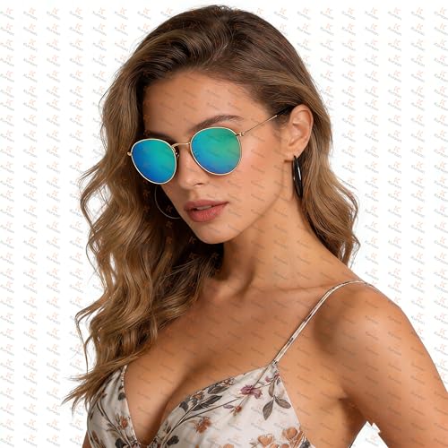 Image of Kursan Small Round Metal Polarized Sunglasses for Men Women Mirrored Lens Classic Circle Sun Glasses