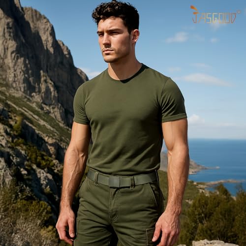Image of JASGOOD Nylon Canvas Breathable Military Tactical Men Waist Belt With Plastic Buckle