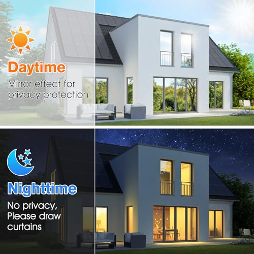 Image of Haton Window Privacy Film One Way Window Tint for Home, Sun UV Blocking Heat Control Reflective Mirror Tinting Film See Out Not in Office Door Coverings, Black-Silver 23.6 inch x 78.7 inch